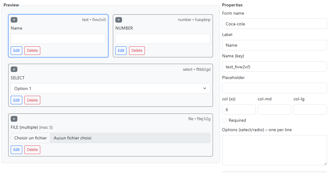 FormBuilder builder UI