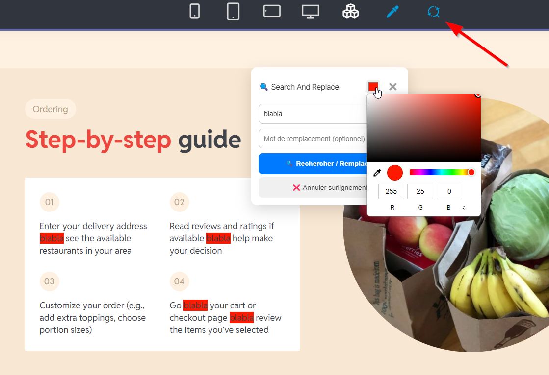 Search & Replace Interface